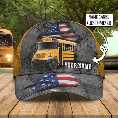 3D Classic Cap America Bus Driver Personalized Name Cap Tendpins CA0615