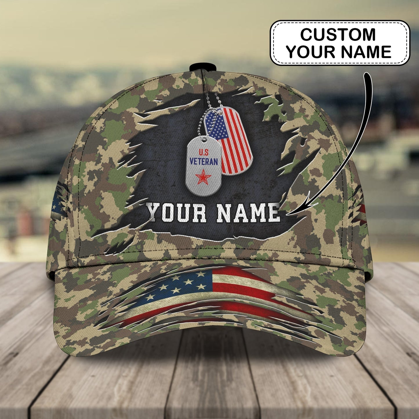 3D Classic Cap Veteran 1 Personalized Name Cap 020 Tendpins CA1866