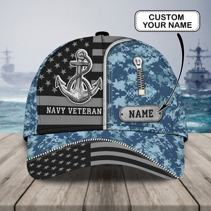 3D Classic Cap Navy Veteran Personalized Name Cap Nama323 Tendpins CA1699