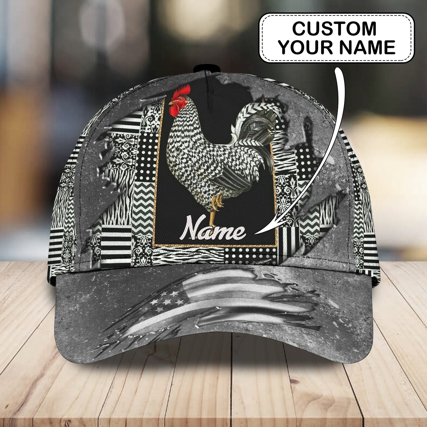 3D Classic Cap Rooster 01Personalize Name Cap 153 Tendpins CA0778