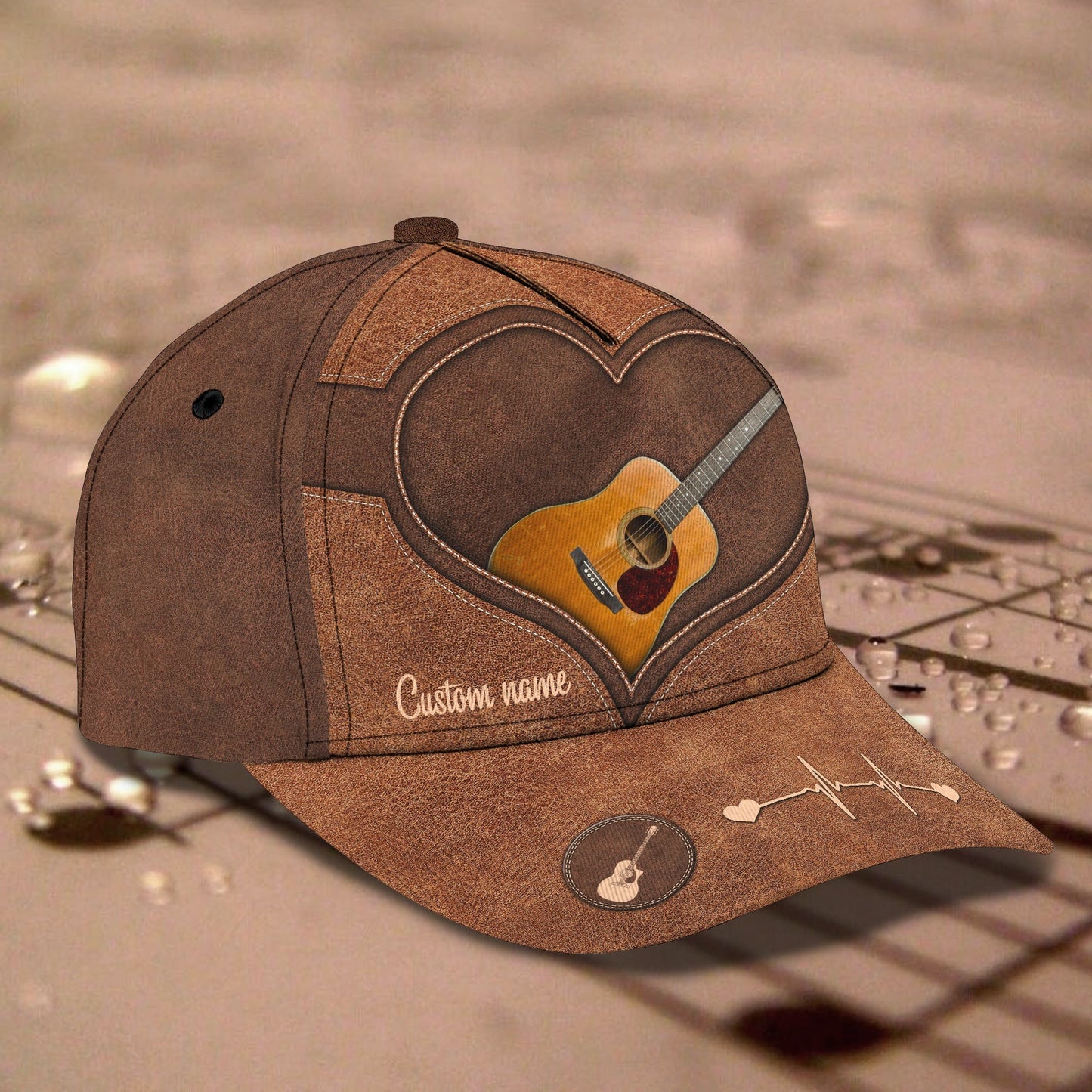 3D Classic Cap Love Guitar Personalized Name Cap Tendpins CA0626