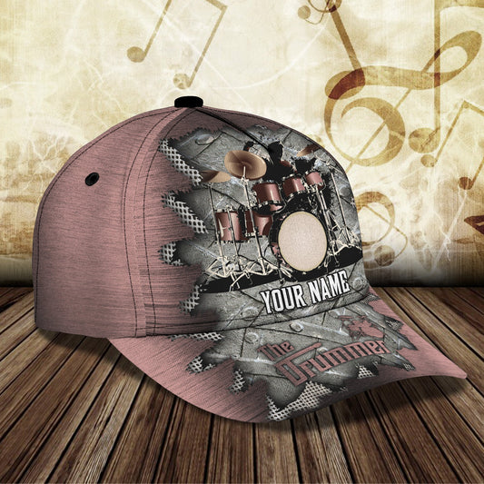 3D Classic Cap The Drummer Personalized Name Cap Tendpins CA0700