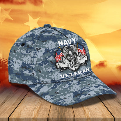 3D Classic Cap Personalized Classic Cap Navy Veteran Tendpins CA2410