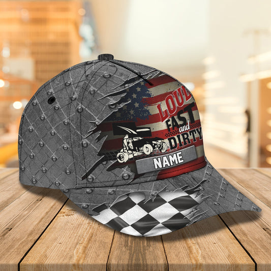 3D Classic Cap America Dirty Track Racing Personalized Name Cap Tendpins CA2118