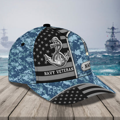 3D Classic Cap Navy Veteran Personalized Name Cap Nama323 Tendpins CA1699