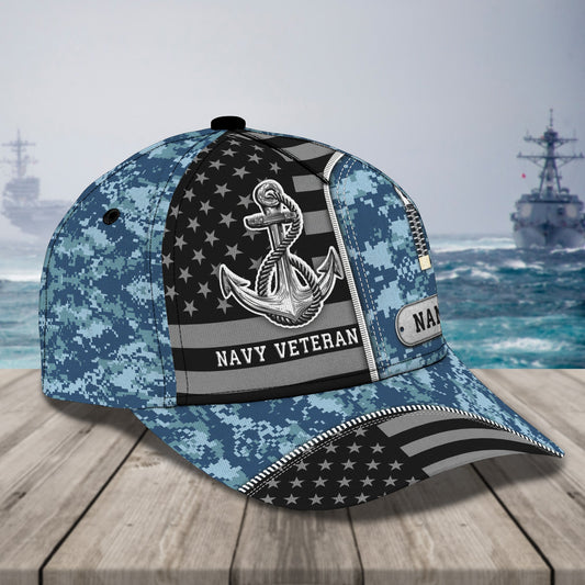 3D Classic Cap Navy Veteran Personalized Name Cap Nama323 Tendpins CA1699