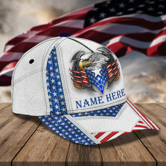 3D Classic Cap America Egagle Personalized Name Cap 02 Tendpins CA0557