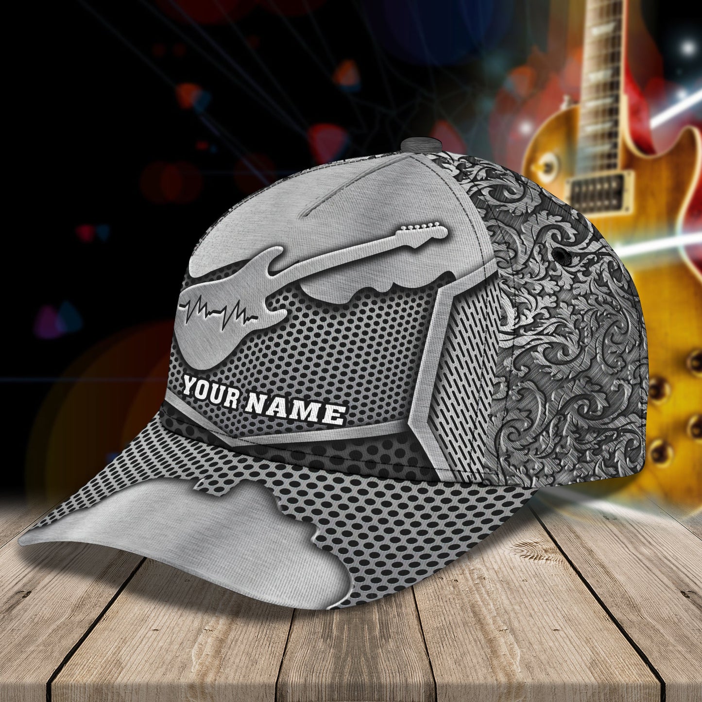 3D Classic Cap Guitar Personalized Name Cap Tendpins CA2186