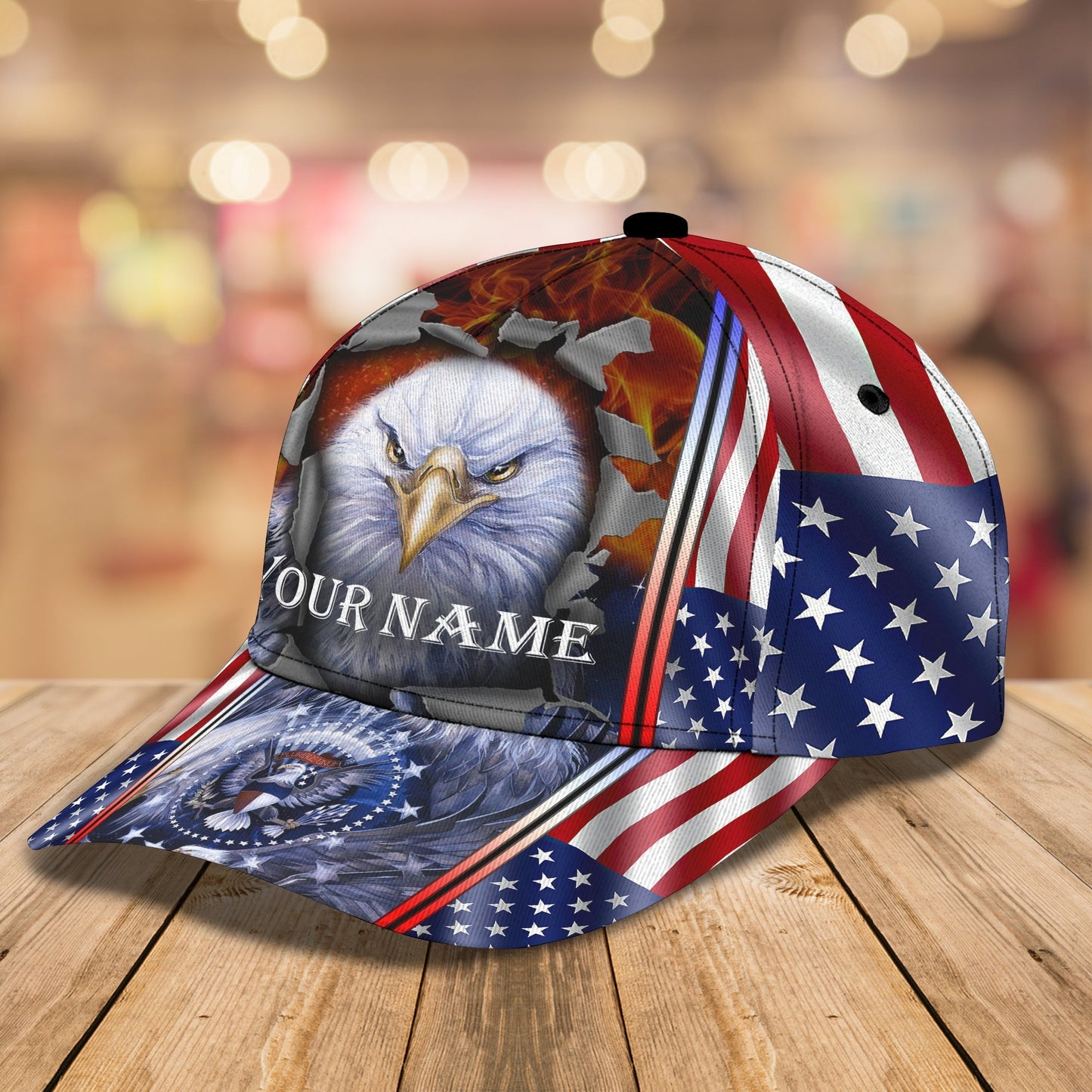 3D Classic Cap America Egagle Personalized Name Cap 01 Tendpins CA1814