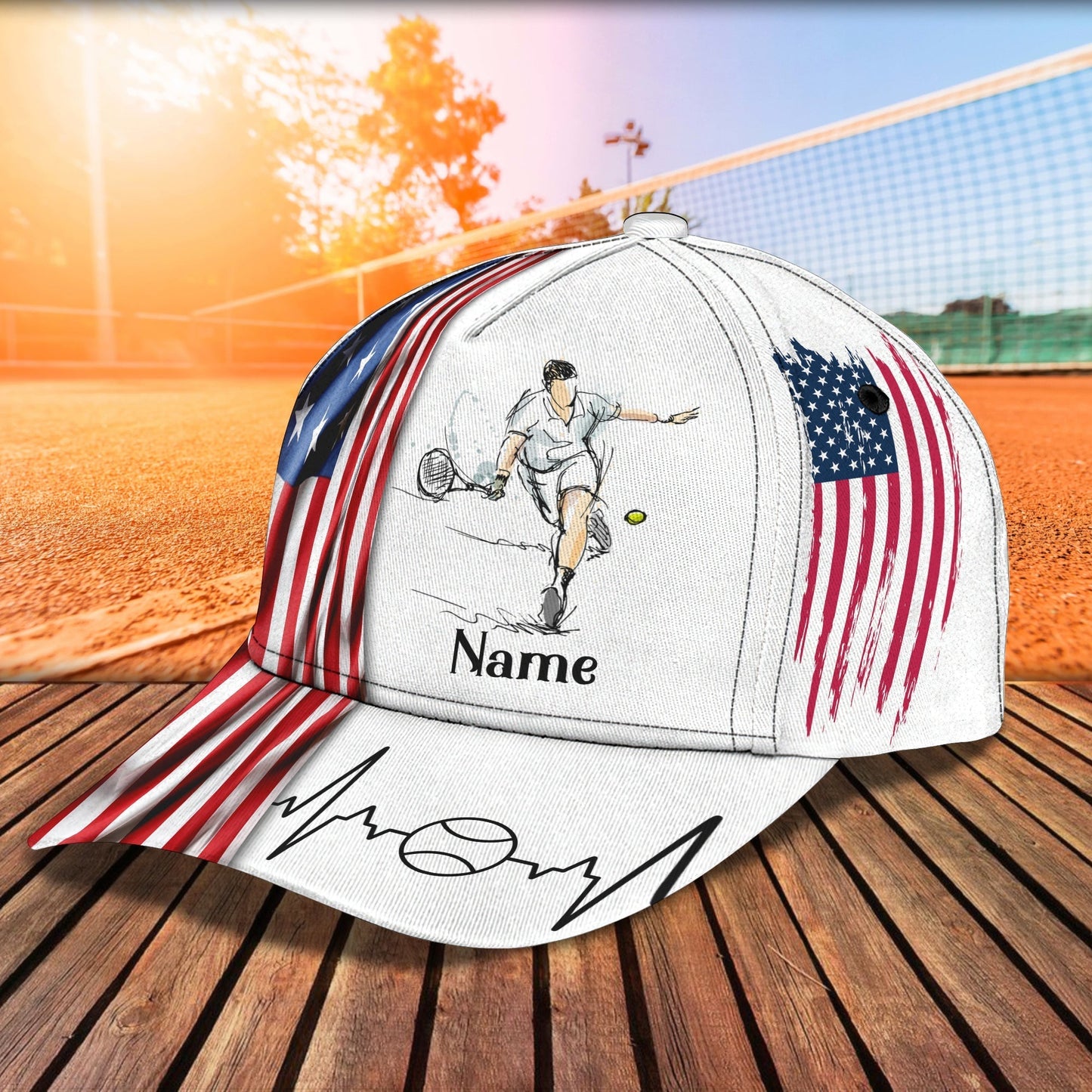 3D Classic Cap Tennis personalized Name Cap Tendpins CA1196