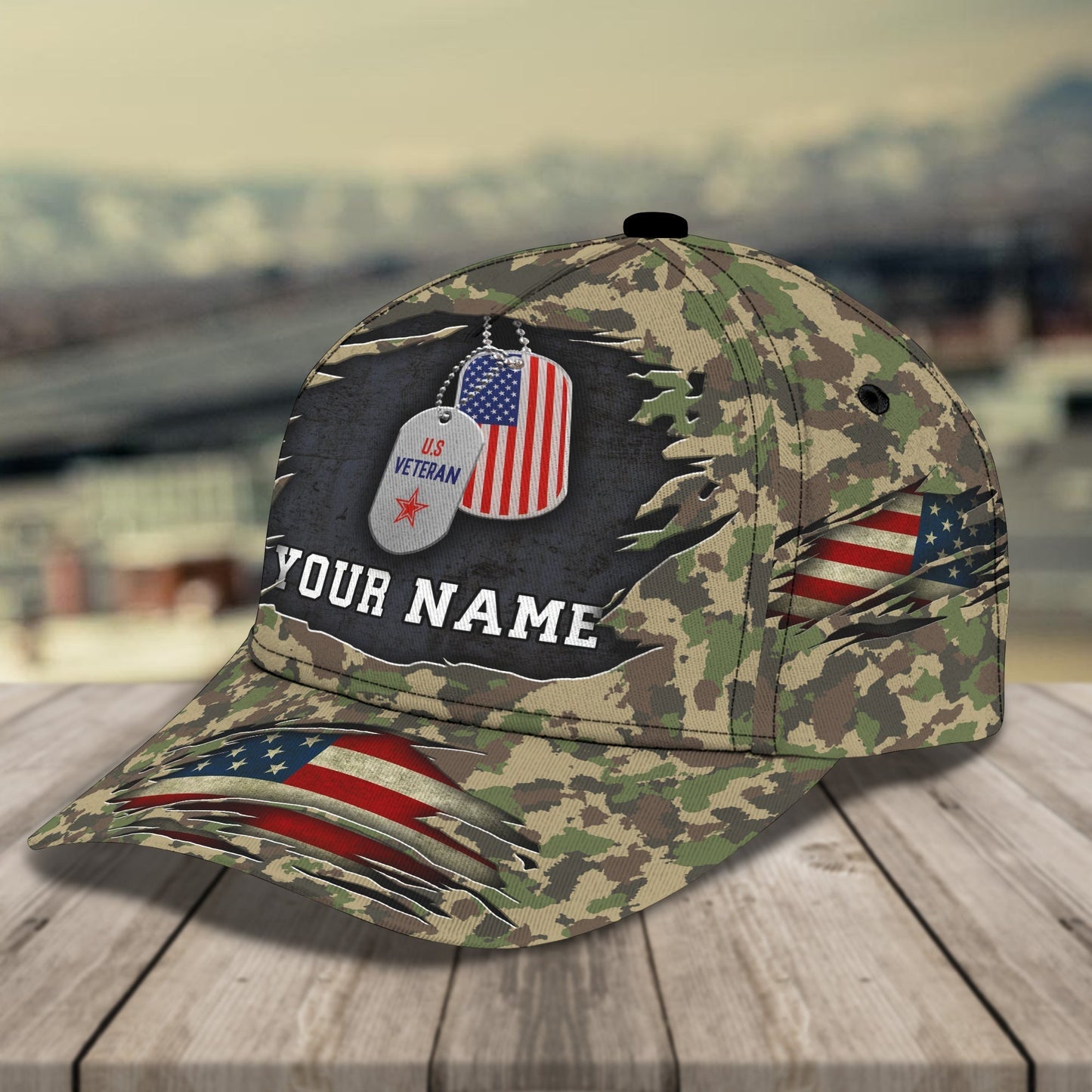 3D Classic Cap Veteran 1 Personalized Name Cap 020 Tendpins CA1866