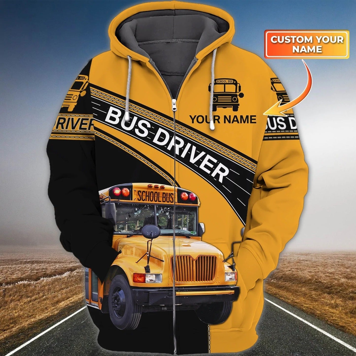 3D All Over Print School Bus Driver Hoodie, It Takes Heart To Be A Bus Driver Custom Zip Up Hoodie SO1523