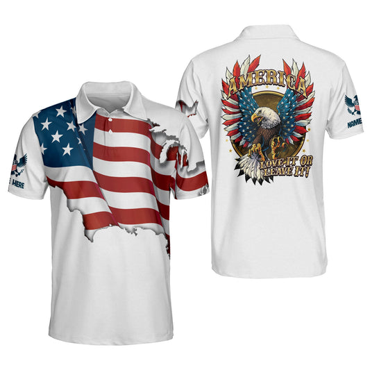 America Love It Or Leave It Eagle US Flag Polo Shirt EG0021