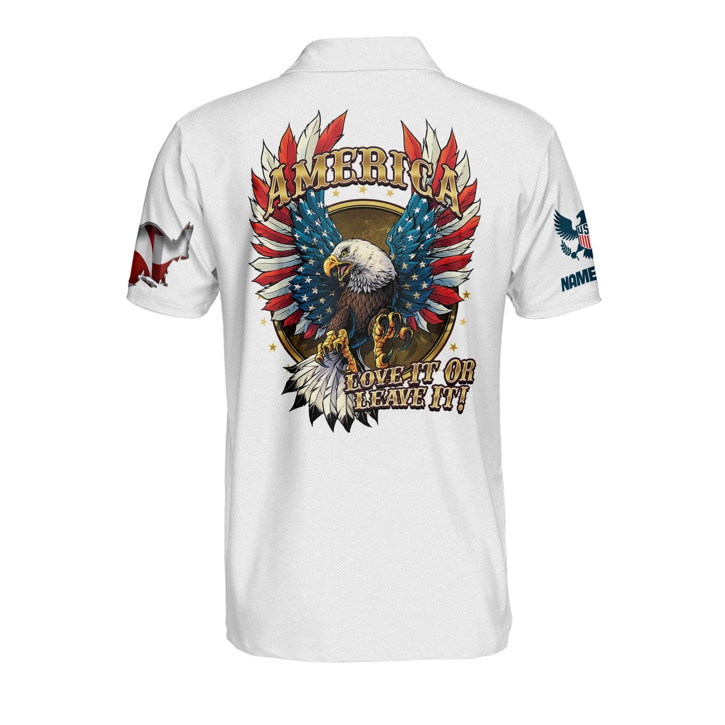 America Love It Or Leave It Eagle US Flag Polo Shirt EG0021