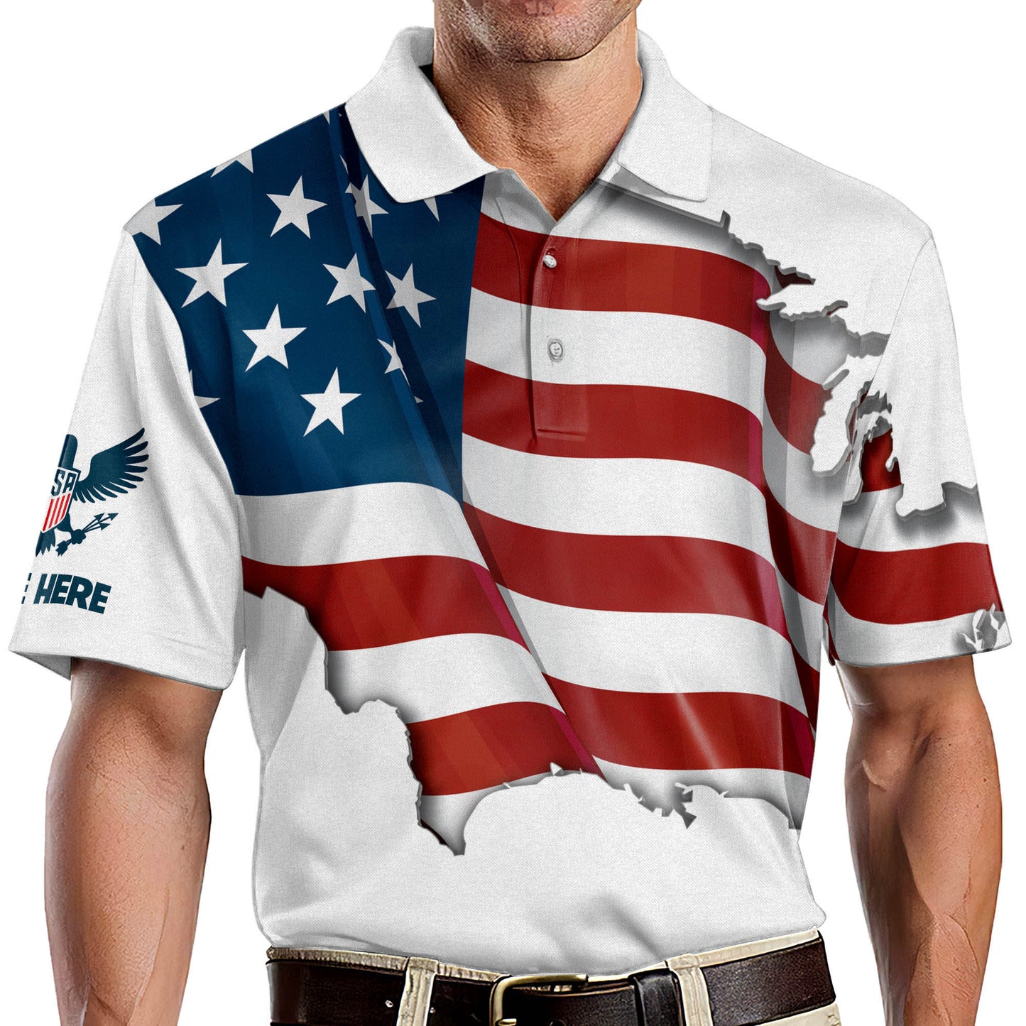 America Love It Or Leave It Eagle US Flag Polo Shirt EG0021