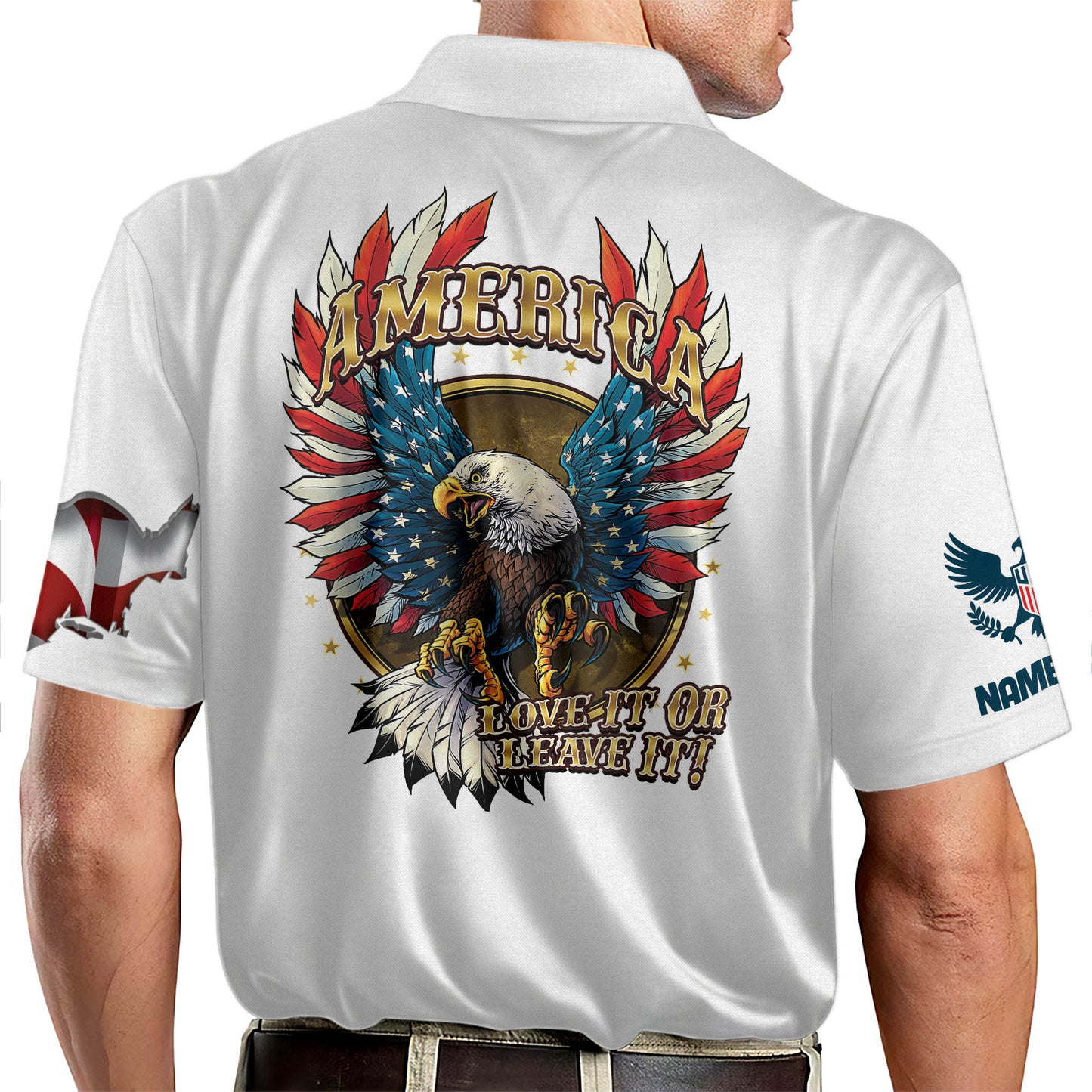 America Love It Or Leave It Eagle US Flag Polo Shirt EG0021