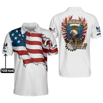 America Love It Or Leave It Eagle US Flag Polo Shirt EG0021