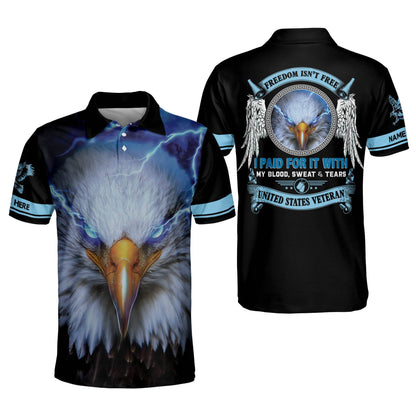 Freedom Isn't Free American Eagle Veteran Custom Polo Shirt EG0013