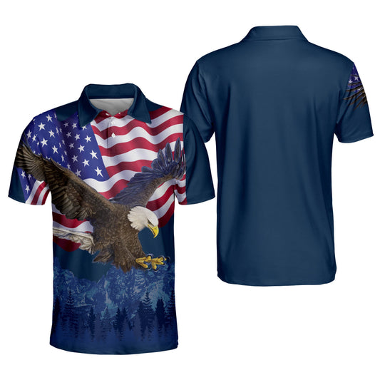 Patriotic American Design With Eagle Independence Polo Shirt EG0022