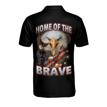 Home Of The Brave Patriotic American With Flag Polo Shirt EG0028