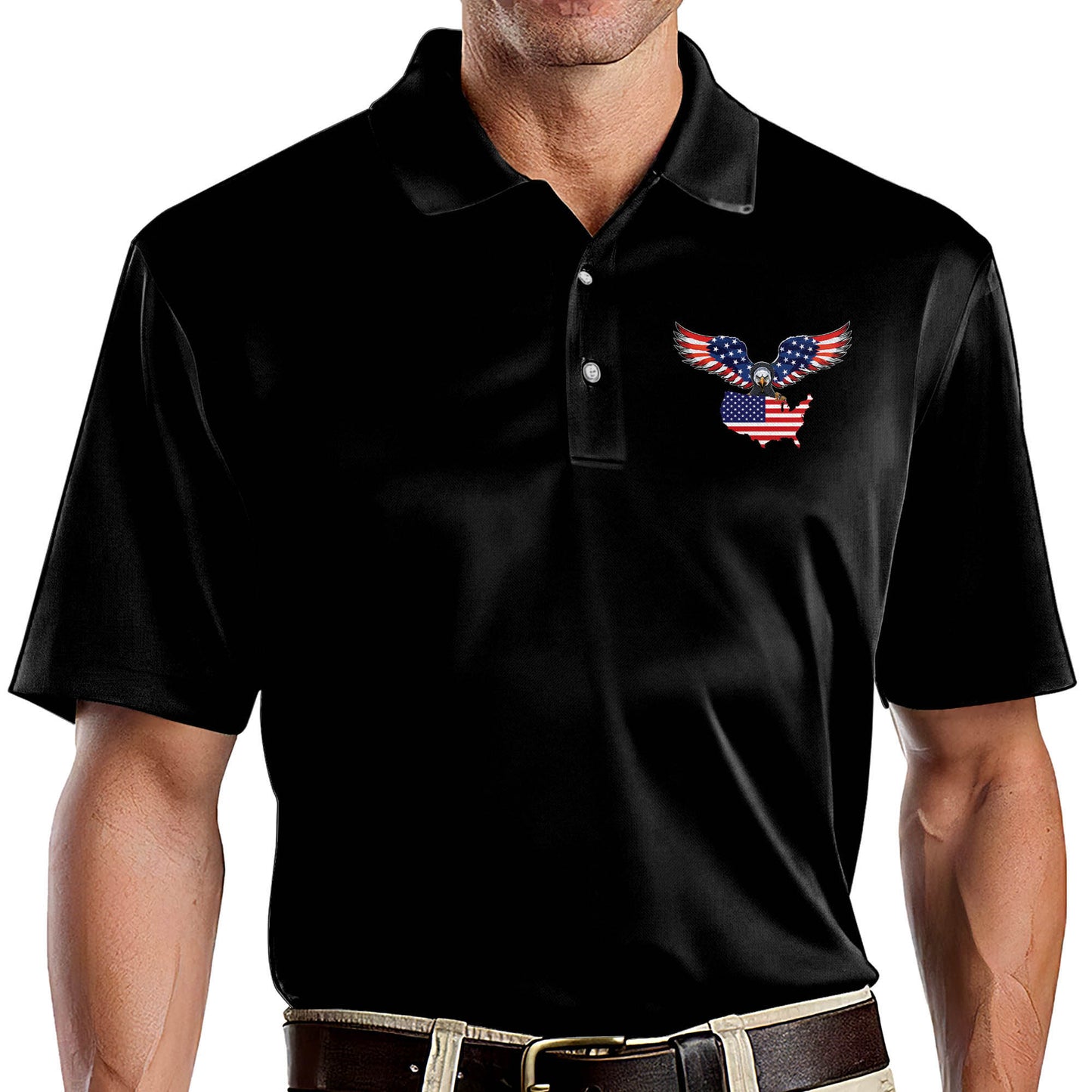 Home Of The Brave Patriotic American With Flag Polo Shirt EG0028