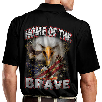 Home Of The Brave Patriotic American With Flag Polo Shirt EG0028