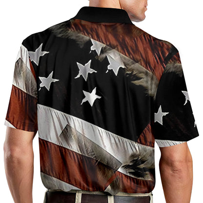 Men's American Flag Eagle 3D Printed Over Polo Shirt EG0002