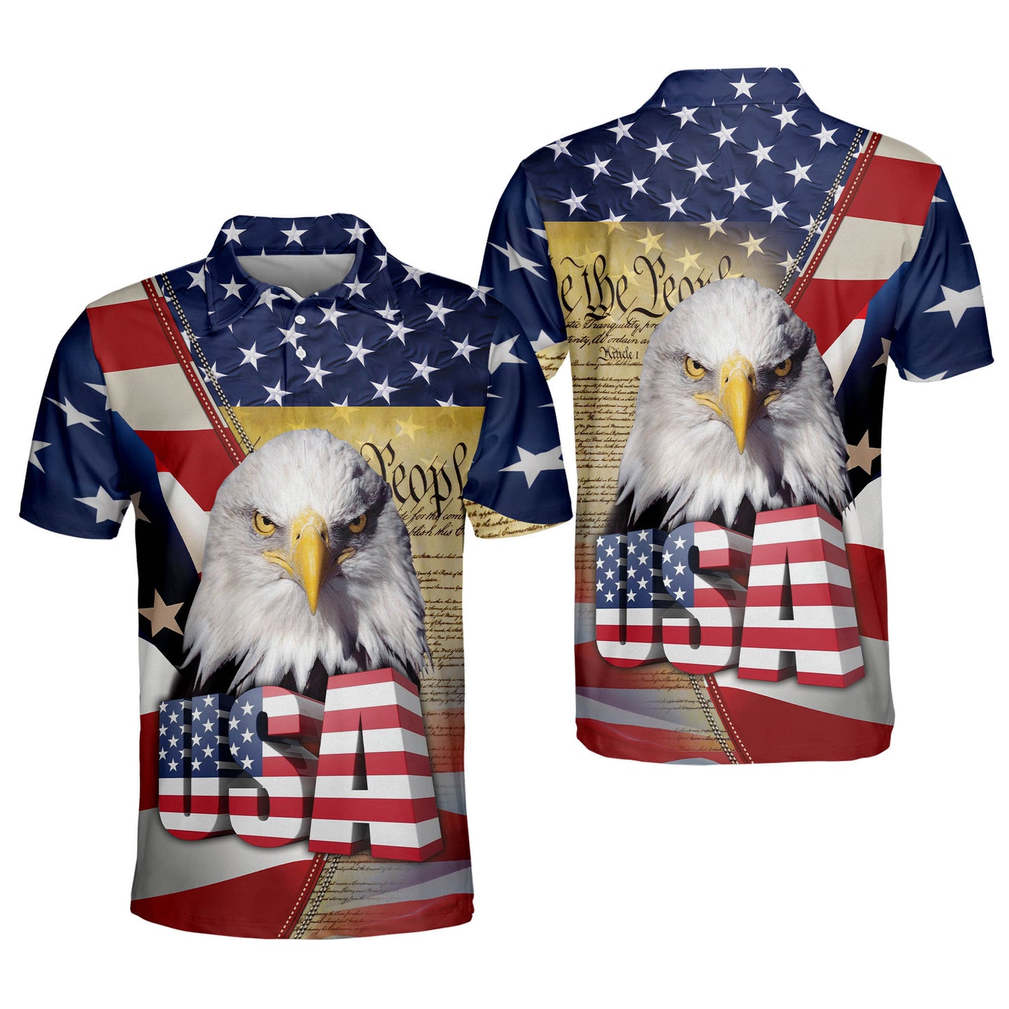 American Flag Patriotic Polo Shirt EG0007