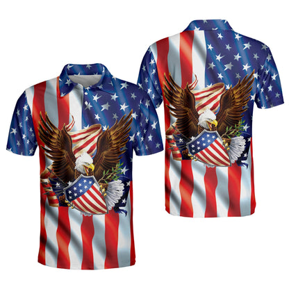 Flag American Eagle 4th Of July Patriotic Polo Shirt EG0015