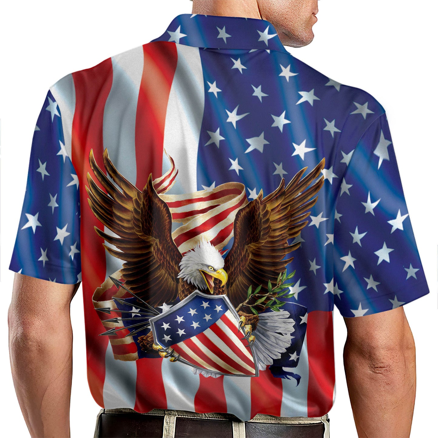 Flag American Eagle 4th Of July Patriotic Polo Shirt EG0015