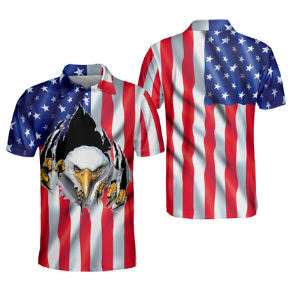 American Flag Eagle Rip Cool Patriotic Polo Shirt EG0017