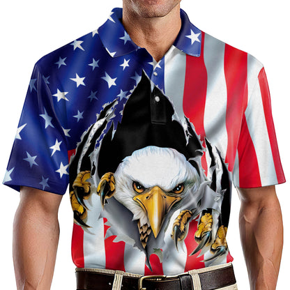 American Flag Eagle Rip Cool Patriotic Polo Shirt EG0017