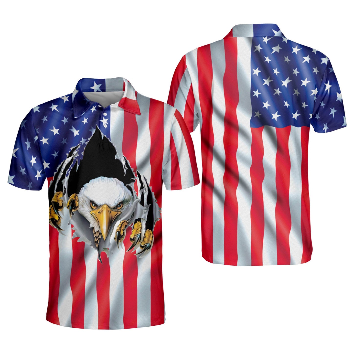 American Flag Eagle Rip Cool Patriotic Polo Shirt EG0017