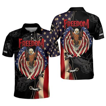 Freedom Eagle Vintage American Flag Polo Shirt EG0025