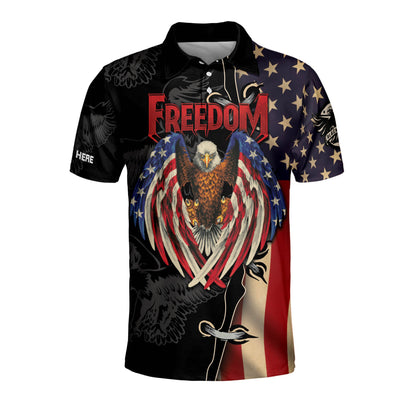 Freedom Eagle Vintage American Flag Polo Shirt EG0025