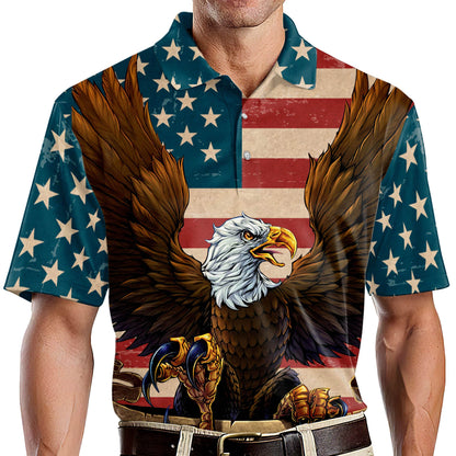 Vintage Freedom Isn't Free American Flag With Eagle Polo Shirt EG0030