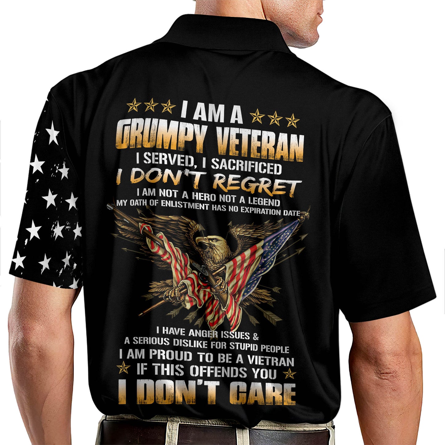 I Am Grumpy Veteran American Eagle Polo Shirt EG0014