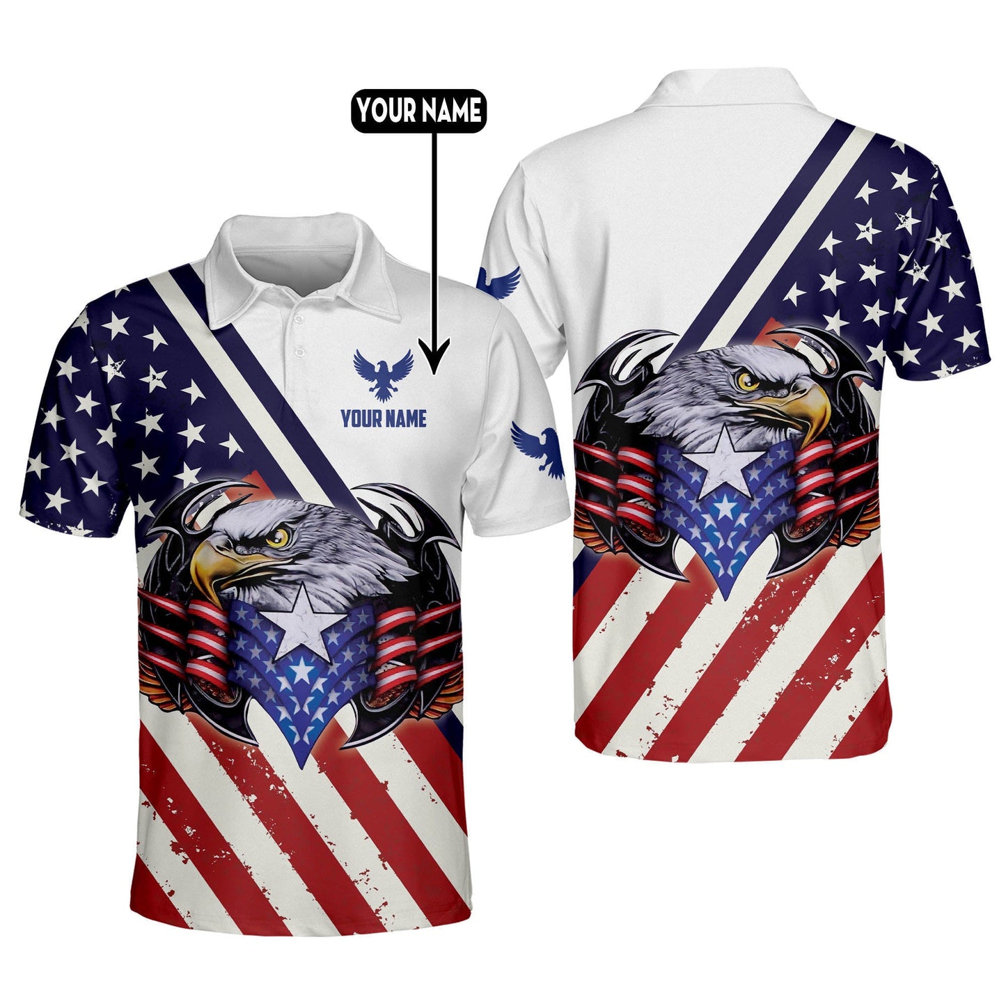 Eagle US Flag PatrioticPolo Shirt EG0004