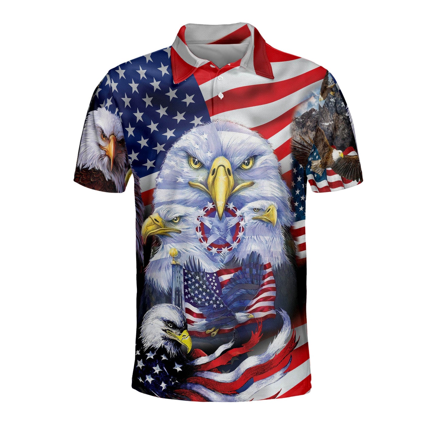 American Colorful Unique Eagle Short Sleeve Polo Shirt For Men EG0023