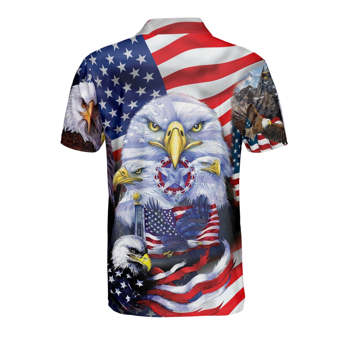 American Colorful Unique Eagle Short Sleeve Polo Shirt For Men EG0023