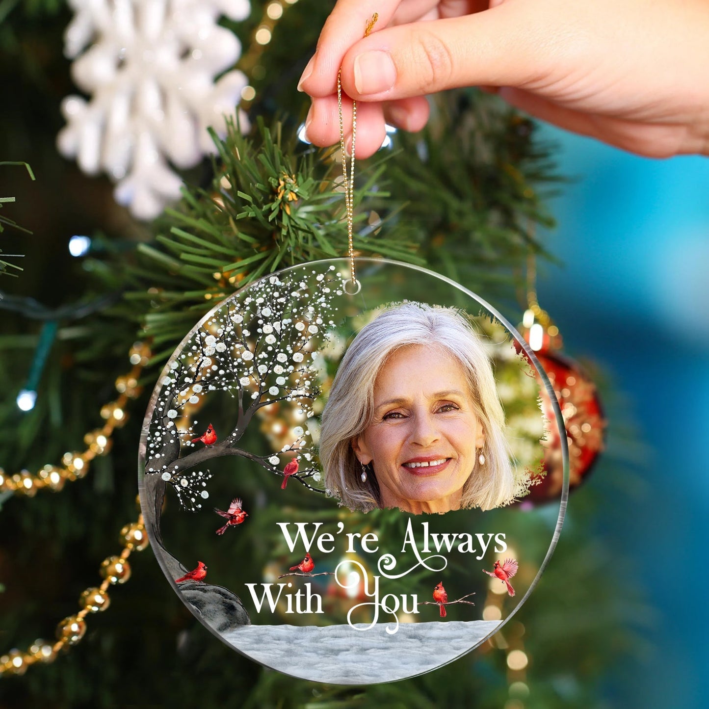 Custom Photo I'm Always With You - Memorial Gift For Family, Friends - Personalized Circle Acrylic Ornament OW0003