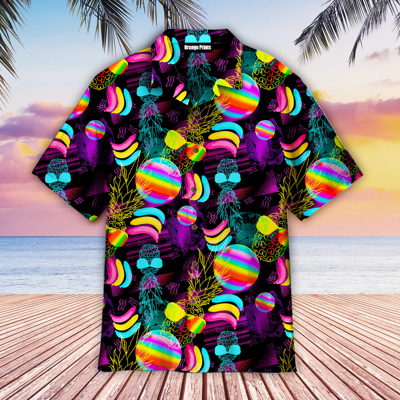 Neon Rainbow LGBT Tropical Hawaiian Shirt, LGBT shirt, Lesbian shirt, gay shirt HO1136