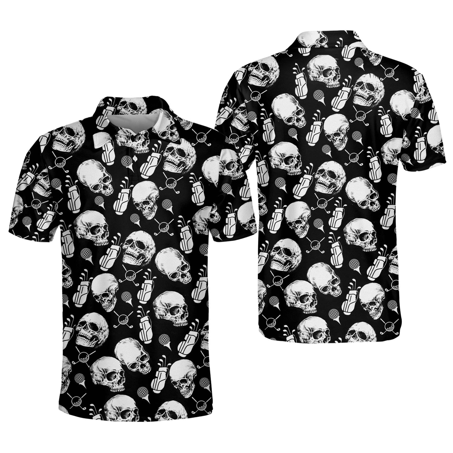 Funny Skull Golf Cart Pattern Golf Polo Shirt GM0276