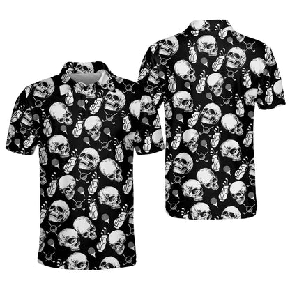 Funny Skull Golf Cart Pattern Golf Polo Shirt GM0276