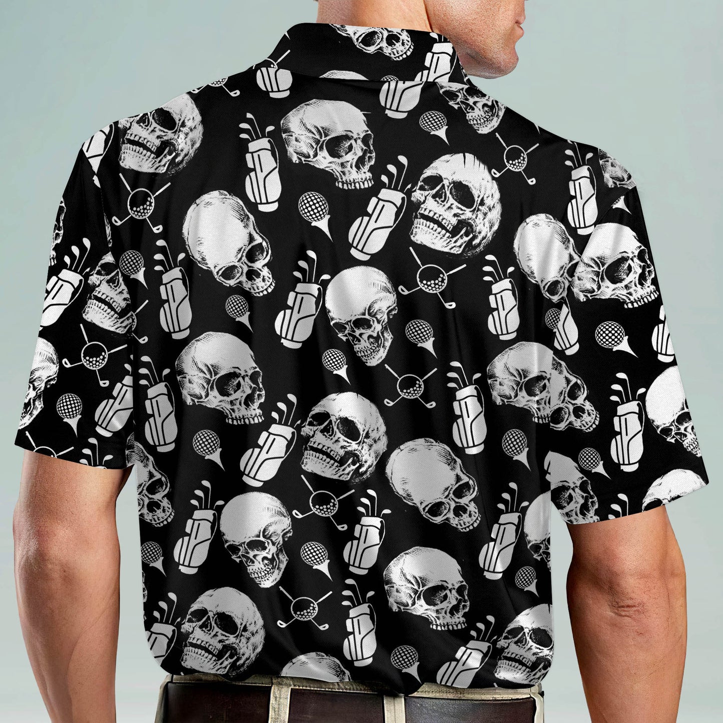 Funny Skull Golf Cart Pattern Golf Polo Shirt GM0276