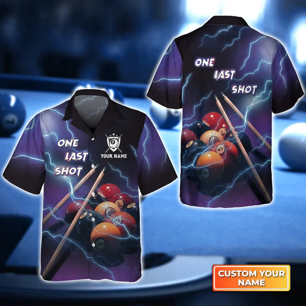 One Last Shot Billiard 9 Ball Thunder Lightning 3D Hawaiian Shirt, Billiard team shirt, Billiard shirt for men and women HO4109