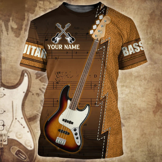 Personalized Name Bass Guitar 3D Shirt, Men Guitarist Shirt, Women Guitar Tshirt TO2526