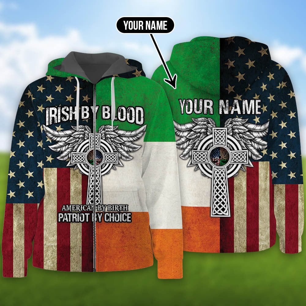 3D All Over Print Irish By Blood St Patrick's Day Shirt, American By Birth Patriot By Choice 3D Shirt PO0284