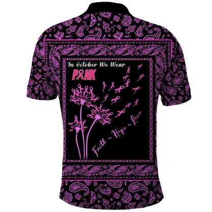 Breast Cancer Men Polo Shirt Black Paisley Pattern In October We Wear PINK SO0907