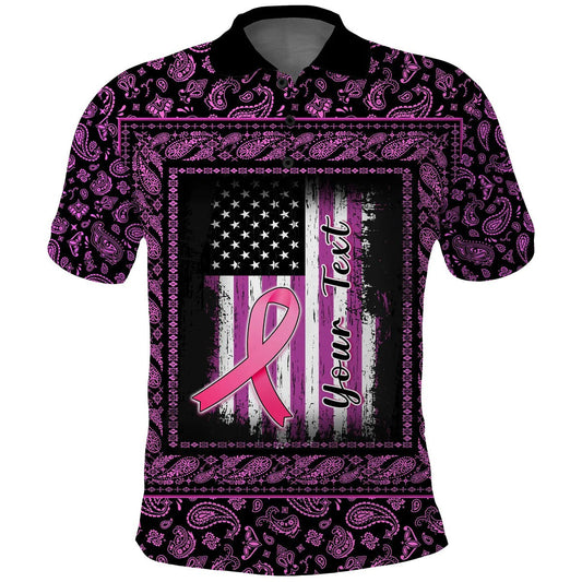 Breast Cancer Men Polo Shirt Black Paisley Pattern In October We Wear PINK SO0907